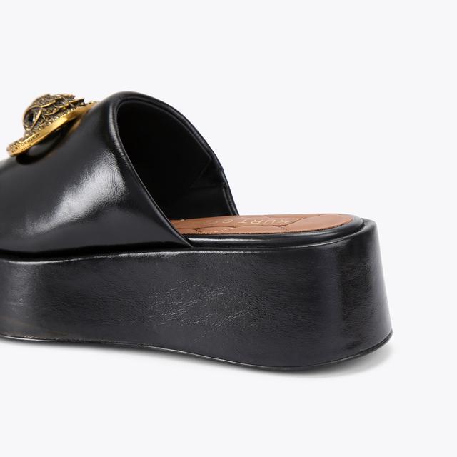 Carvela By Kurt Geiger CHELSEA FLATFORM MULE Black Leather Slip On Mule By KURT GEIGER LONDON