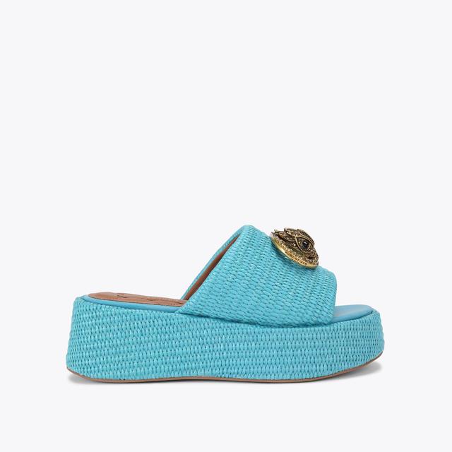 carvela by kurt geiger CHELSEA FLATFORM MULE Blue Woven Raffia Sandal by KURT GEIGER LONDON