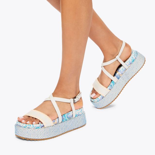 Carvela By Kurt Geiger CHELSEA FLATFORM SANDAL Blue Paisley Flatform Sandal By KURT GEIGER LONDON
