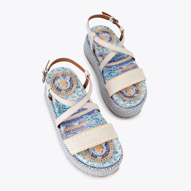 Carvela By Kurt Geiger CHELSEA FLATFORM SANDAL Blue Paisley Flatform Sandal By KURT GEIGER LONDON