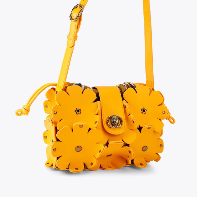 Carvela By Kurt Geiger CHELSEA FLOWERS BAG Mustard Yellow Flower Shoulder Bag By KURT GEIGER LONDON