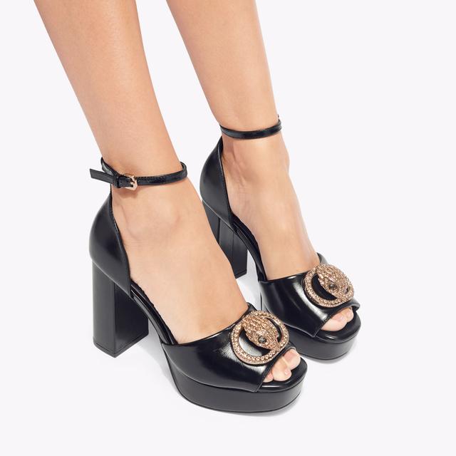 Carvela By Kurt Geiger CHELSEA PLATFORM SANDAL Black Leather Platform Heels By KURT GEIGER LONDON