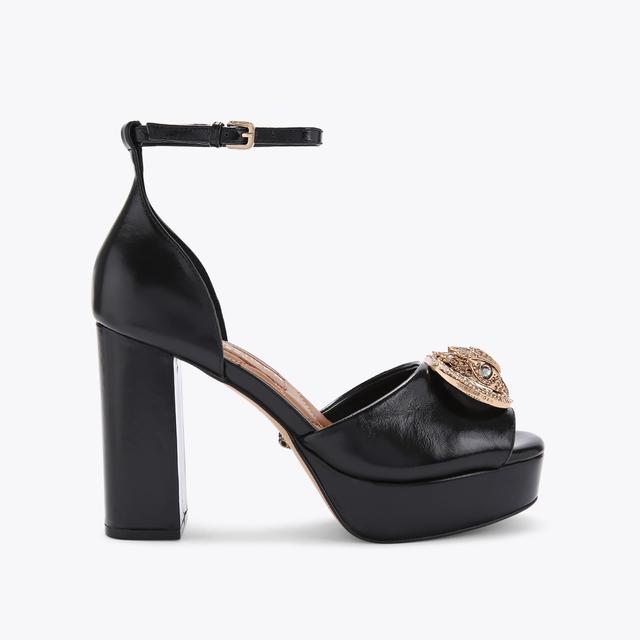 carvela by kurt geiger CHELSEA PLATFORM SANDAL Black Leather Platform Heels by KURT GEIGER LONDON