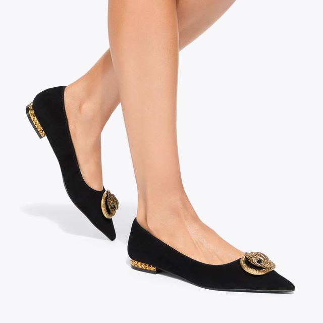 Carvela By Kurt Geiger CHELSEA POINT FLAT Black Suede Ballet Flats By KURT GEIGER LONDON