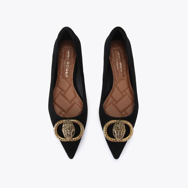 Carvela By Kurt Geiger CHELSEA POINT FLAT Black Suede Ballet Flats By KURT GEIGER LONDON
