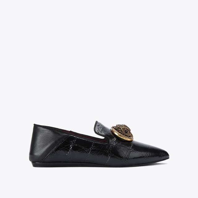 carvela by kurt geiger CHELSEA POINT SLIP ON Black Croc Slip On Loafer by KURT GEIGER LONDON