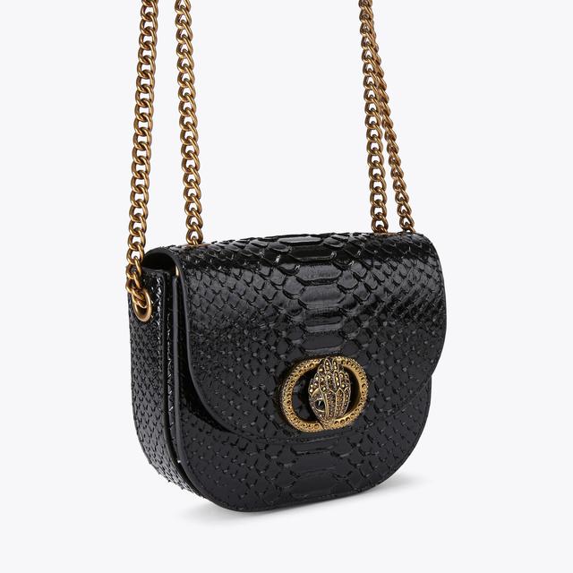 Carvela By Kurt Geiger CHELSEA SADDLE BAG Black Lizard Saddle Bag By KURT GEIGER LONDON