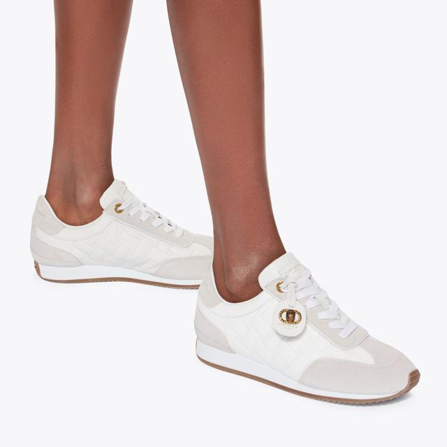 Carvela By Kurt Geiger CHELSEA TAG RUNNER White Fabric Lace Up Sneaker By KURT GEIGER LONDON