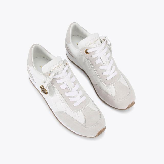 Carvela By Kurt Geiger CHELSEA TAG RUNNER White Fabric Lace Up Sneaker By KURT GEIGER LONDON