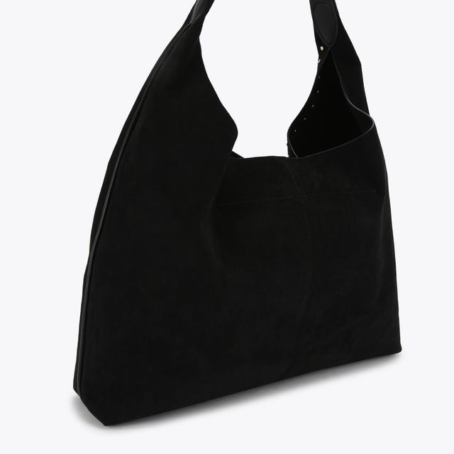 Carvela By Kurt Geiger CINZIA STUDDED SHOULDER Black Microsuede Shoulder Bag By CARVELA