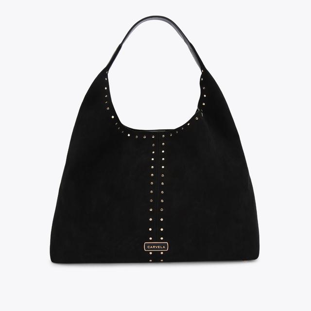 carvela by kurt geiger CINZIA STUDDED SHOULDER Black Microsuede Shoulder Bag by CARVELA