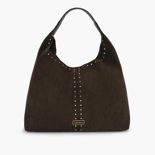 carvela by kurt geiger CINZIA STUDDED SHOULDER Brown Synthetic Shoulder Bag by CARVELA