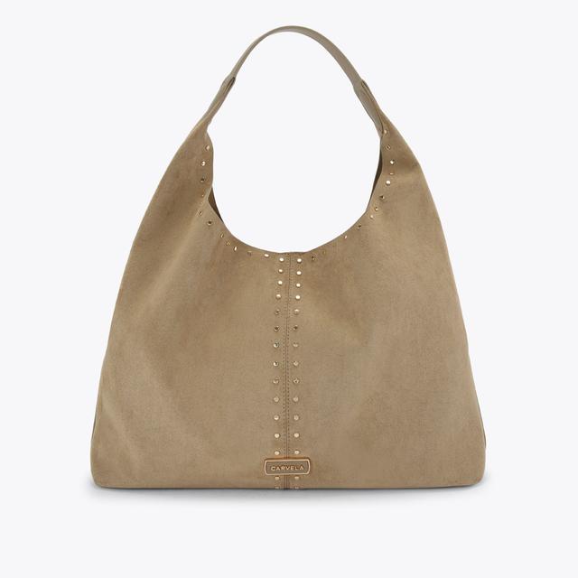 carvela by kurt geiger CINZIA STUDDED SHOULDER Camel Microsuede Shoulder Bag by CARVELA