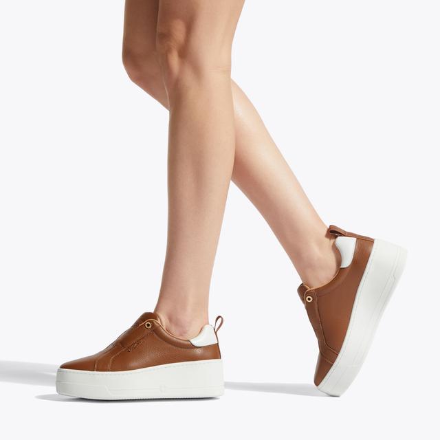 Carvela By Kurt Geiger CONNECTED LACELESS Tan Leather Trainers By CARVELA