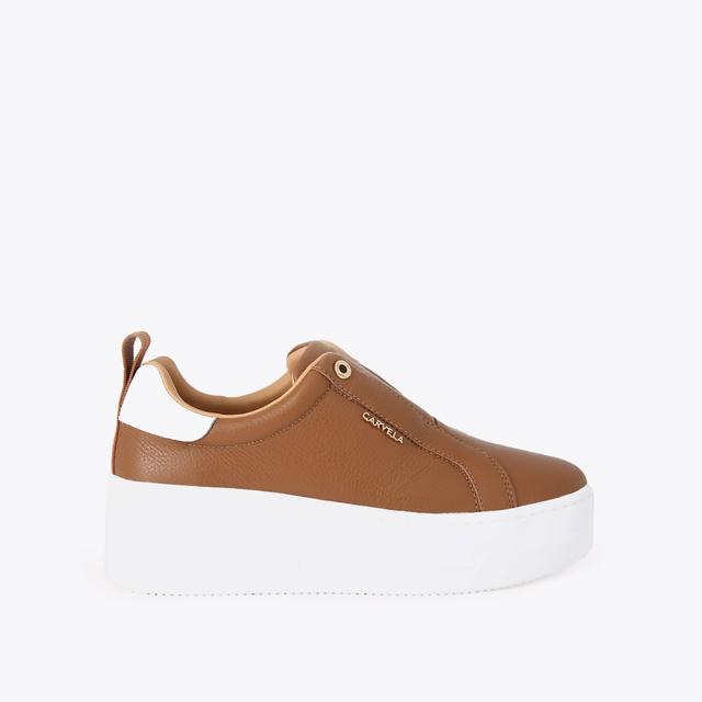 carvela by kurt geiger CONNECTED LACELESS Tan Leather Trainers by CARVELA