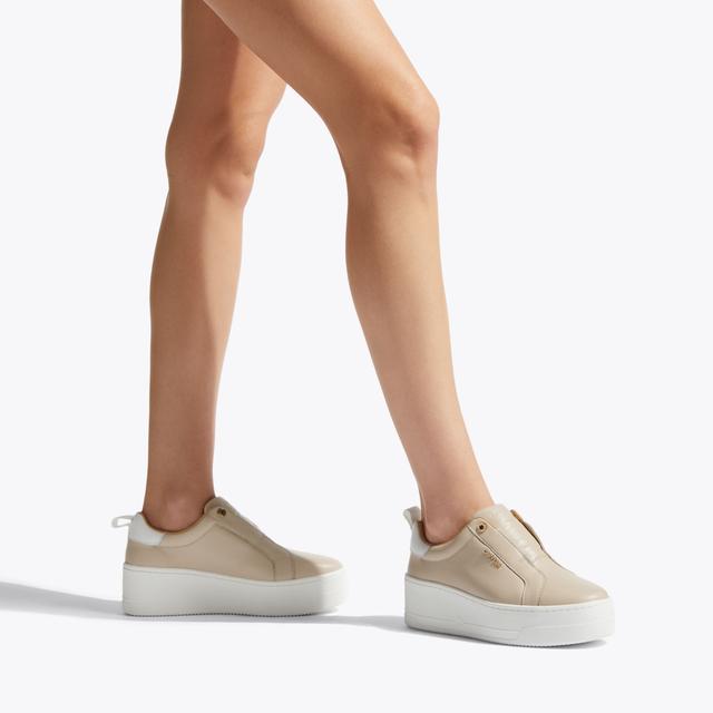 Carvela By Kurt Geiger CONNECTED LACELESS Taupe Leather Trainers By CARVELA