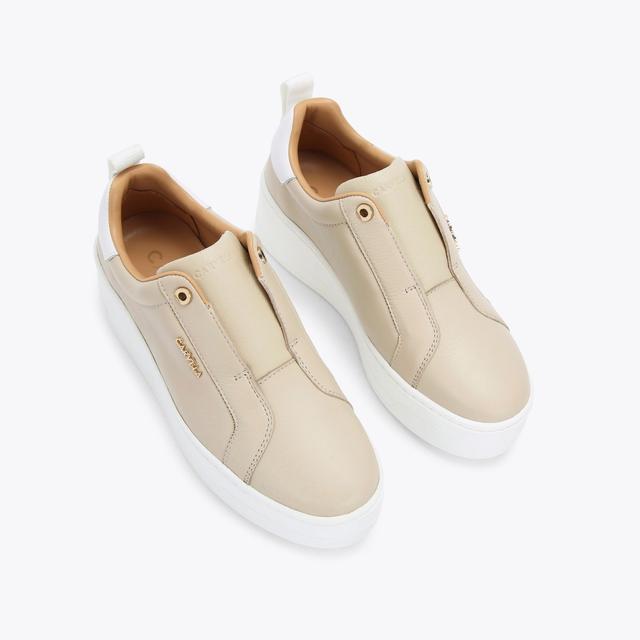 Carvela By Kurt Geiger CONNECTED LACELESS Taupe Leather Trainers By CARVELA