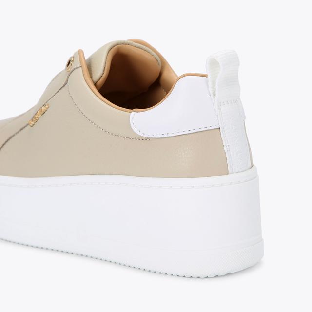 Carvela By Kurt Geiger CONNECTED LACELESS Taupe Leather Trainers By CARVELA