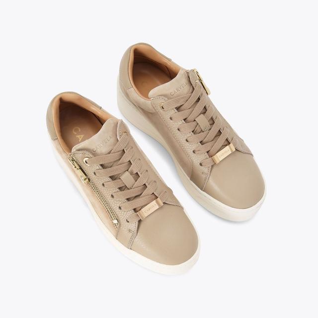 Carvela By Kurt Geiger CONNECTED ZIP Beige Suede Leather Trainer By CARVELA