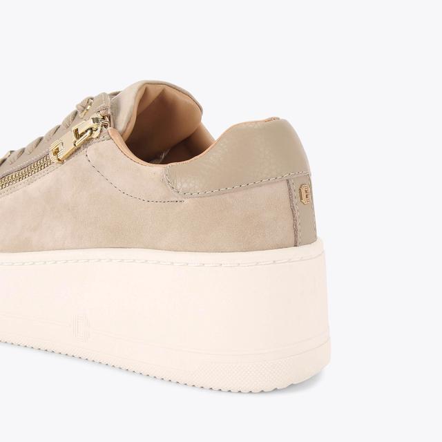 Carvela By Kurt Geiger CONNECTED ZIP Beige Suede Leather Trainer By CARVELA