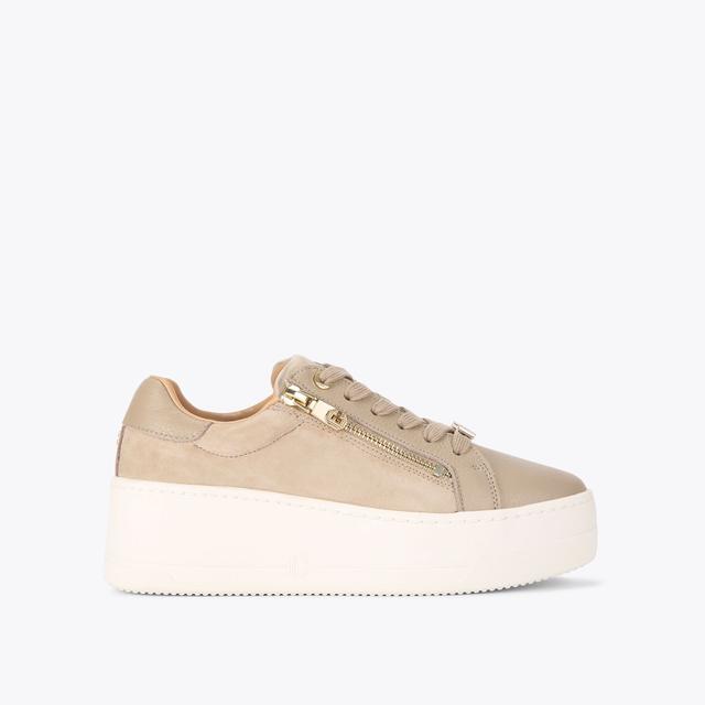 carvela by kurt geiger CONNECTED ZIP Beige Suede Leather Trainer by CARVELA