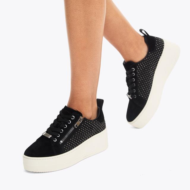 Carvela By Kurt Geiger CONNECTED ZIP HOTSOX Black Suede Crystal Trainer By CARVELA