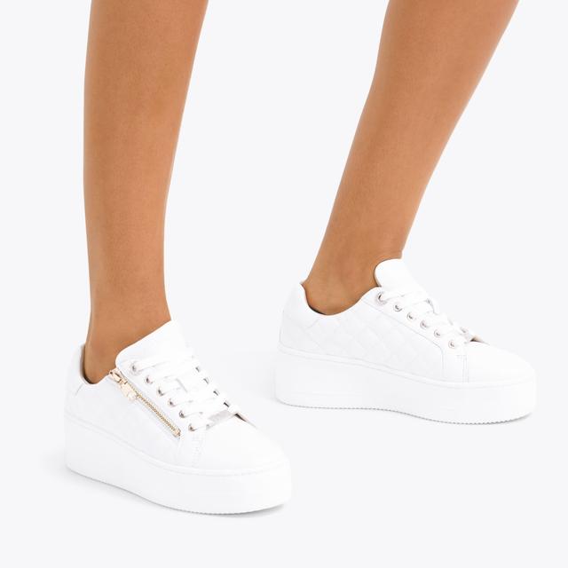 Carvela By Kurt Geiger CONNECTED ZIP White Quitled Sneaker By CARVELA