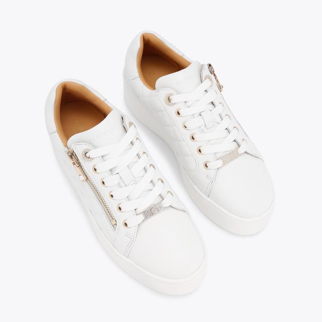 Carvela By Kurt Geiger CONNECTED ZIP White Quitled Sneaker By CARVELA