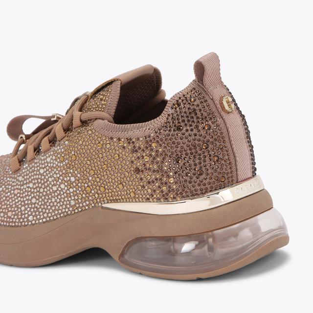 Carvela By Kurt Geiger COSMIC BUBBLE JEWEL Taupe Fabric Crystal Trainers By CARVELA