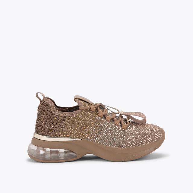 carvela by kurt geiger COSMIC BUBBLE JEWEL Taupe Fabric Crystal Trainers by CARVELA