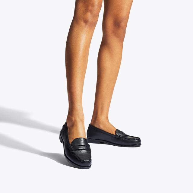 Carvela By Kurt Geiger CRACKLE Black Textured Leather Loafers By CARVELA COMFORT
