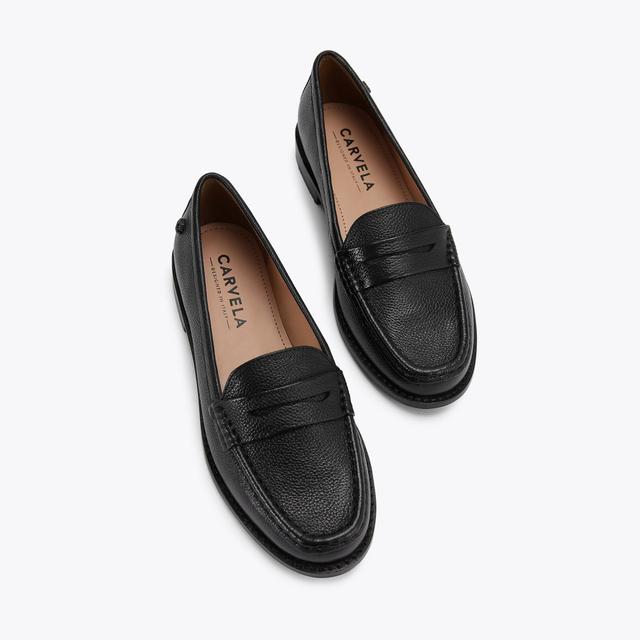 Carvela By Kurt Geiger CRACKLE Black Textured Leather Loafers By CARVELA COMFORT