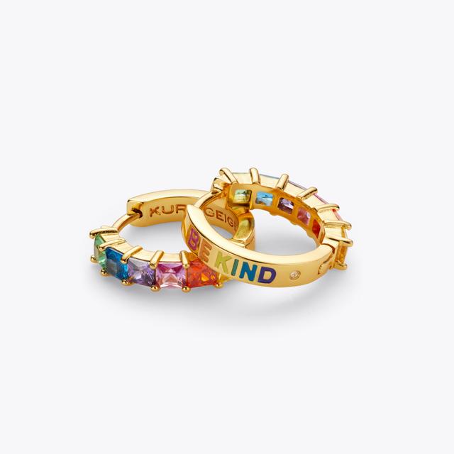 Carvela By Kurt Geiger CRYSTAL HUGGIE HOOPS Rainbow Be Kind Huggie Hoop Earrings By KURT GEIGER LONDON