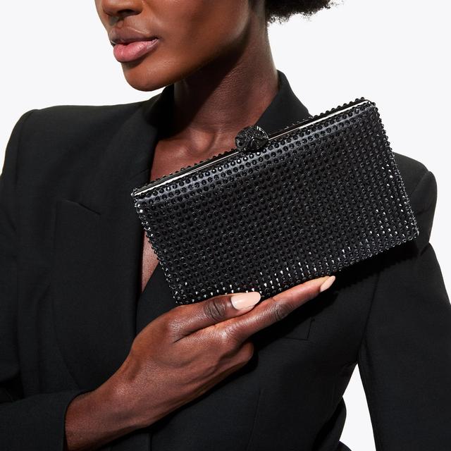 Carvela By Kurt Geiger CRYSTAL KENSINGTON CLUTCH Black Crystal Clutch Bag By KURT GEIGER LONDON