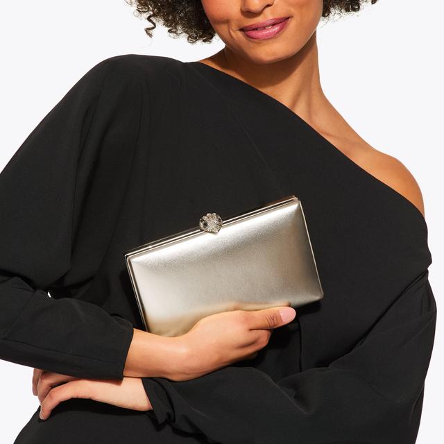 Carvela By Kurt Geiger CRYSTAL KENSINGTON CLUTCH Gold Metallic Clutch Bag By KURT GEIGER LONDON