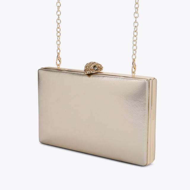 Carvela By Kurt Geiger CRYSTAL KENSINGTON CLUTCH Gold Metallic Clutch Bag By KURT GEIGER LONDON