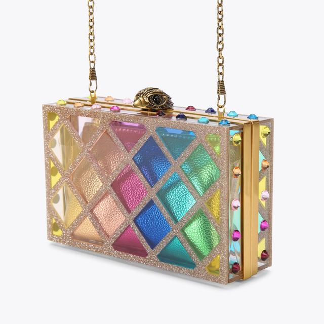 Carvela By Kurt Geiger CRYSTAL QUILT BOX CLUTCH Ombre Rainbow Clutch Bag By KURT GEIGER LONDON