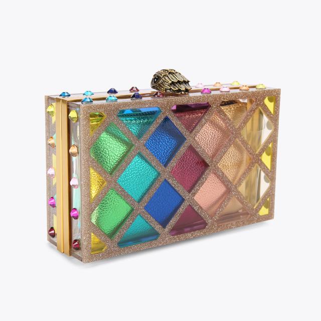 Carvela By Kurt Geiger CRYSTAL QUILT BOX CLUTCH Ombre Rainbow Clutch Bag By KURT GEIGER LONDON