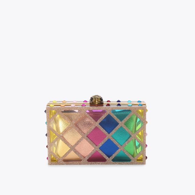 carvela by kurt geiger CRYSTAL QUILT BOX CLUTCH Ombre Rainbow Clutch Bag by KURT GEIGER LONDON