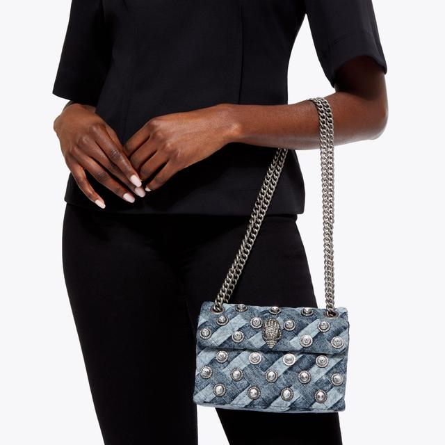 Carvela By Kurt Geiger CRYSTALS MINI KENSINGTON Denim Crystal Cross Body Bag By KURT GEIGER LONDON