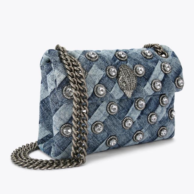 Carvela By Kurt Geiger CRYSTALS MINI KENSINGTON Denim Crystal Cross Body Bag By KURT GEIGER LONDON