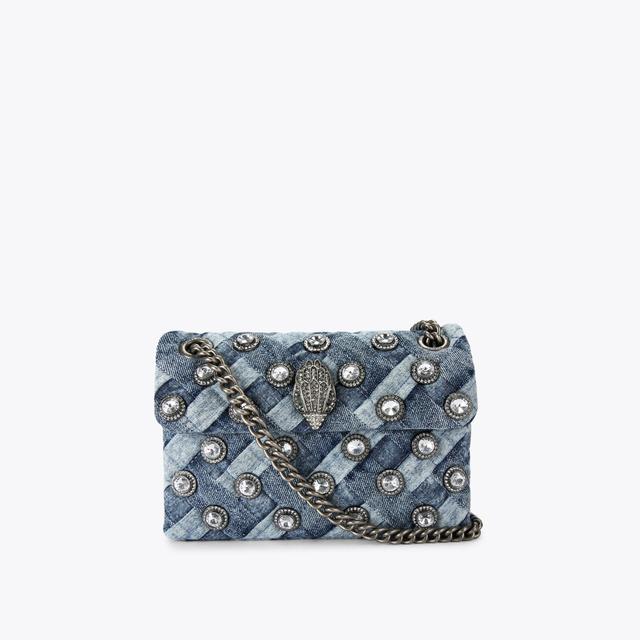 carvela by kurt geiger CRYSTALS MINI KENSINGTON Denim Crystal Cross Body Bag by KURT GEIGER LONDON