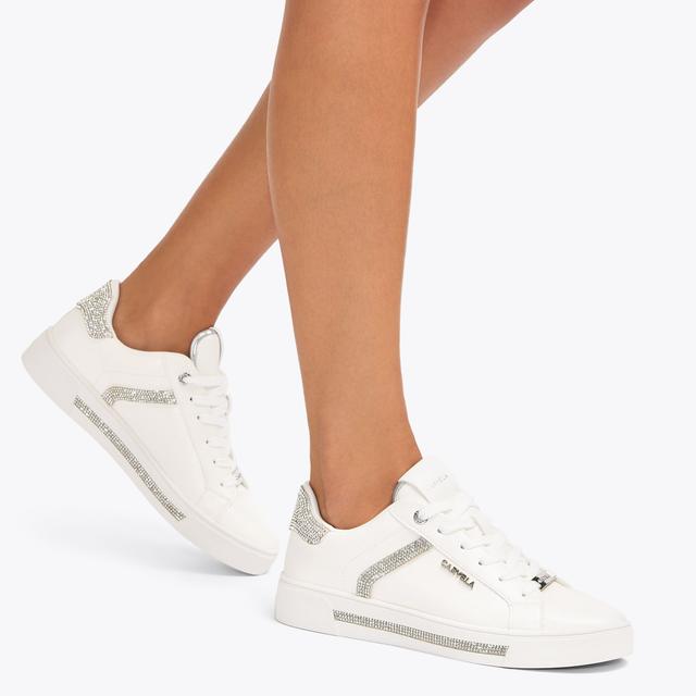 Carvela By Kurt Geiger DAZE JEWEL White Lace Up Trainers By CARVELA