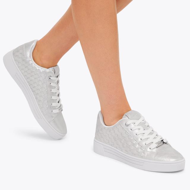Carvela By Kurt Geiger DAZE WEAVE Silver Metallic Woven Trainer By CARVELA
