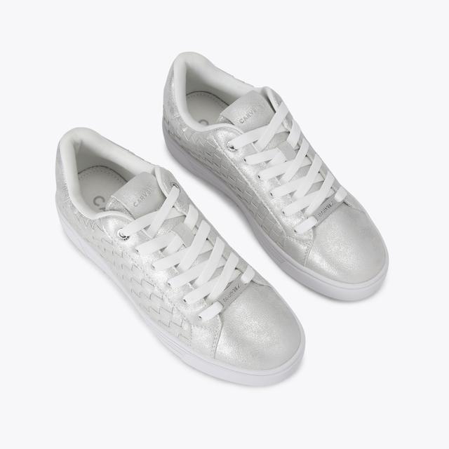 Carvela By Kurt Geiger DAZE WEAVE Silver Metallic Woven Trainer By CARVELA