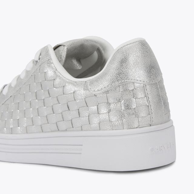 Carvela By Kurt Geiger DAZE WEAVE Silver Metallic Woven Trainer By CARVELA