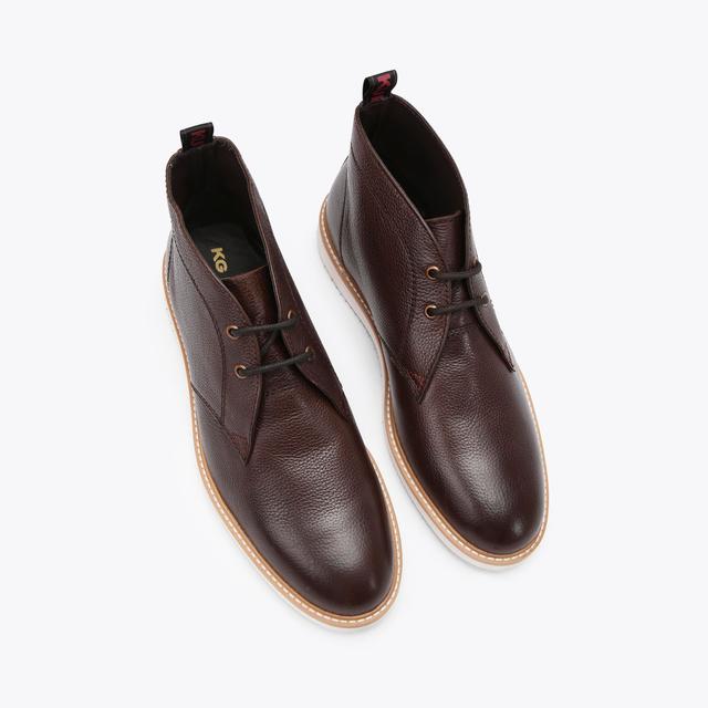 Carvela By Kurt Geiger DENNIS Brown Textured Leather Lace Up Boots By KG KURT GEIGER