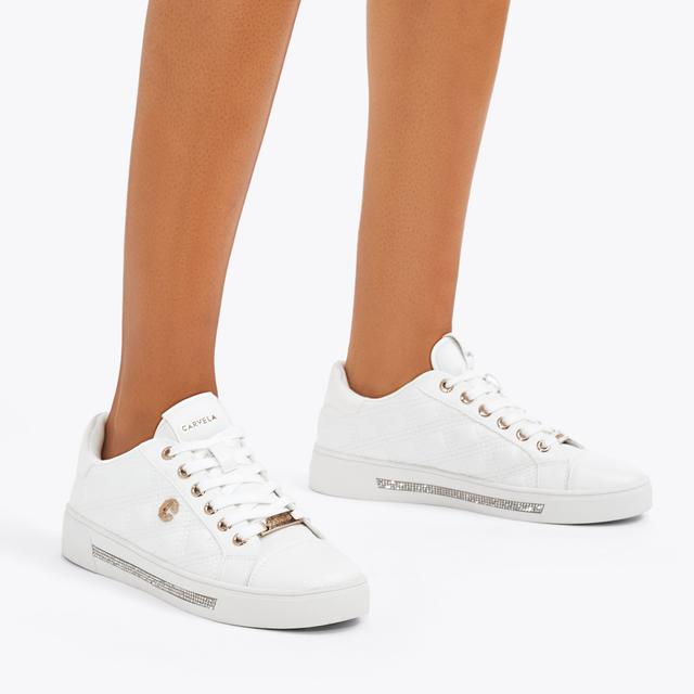 Carvela By Kurt Geiger DIAMOND QUILT White Quilted Trainers By CARVELA