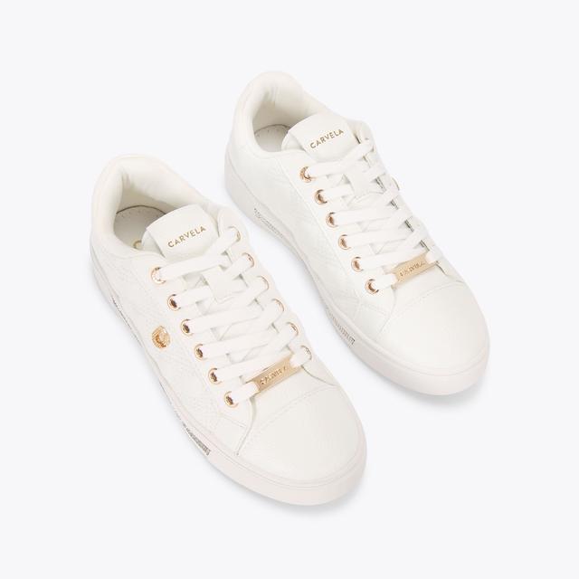 Carvela By Kurt Geiger DIAMOND QUILT White Quilted Trainers By CARVELA