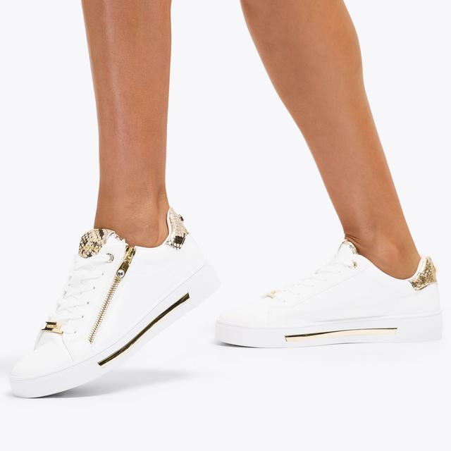 Carvela By Kurt Geiger DIAMOND ZIP White Snake Zip Up Trainer By CARVELA